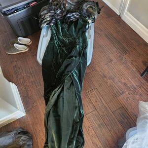 Elegant Black Feathered Evening Gown